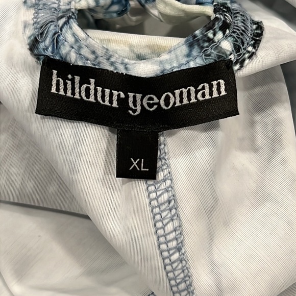 HILDUR YEOMAN The Off Shoulder Dress in Denim Patch - Picture 12 of 14